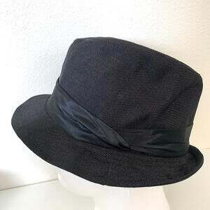 Unisex Summer Beach Sun Brim Hat Cap Fedora Flat Satin Brim Straw Paper Black